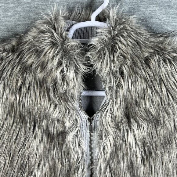 Express Womens S Oversized Merino Wool Blend Faux Fur Sweater Vest Knit Sleeves - Picture 4 of 16